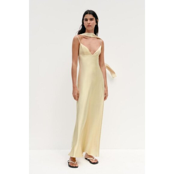 ZARA FOULARD SATIN MAXI DRESS - Picture 3 of 8